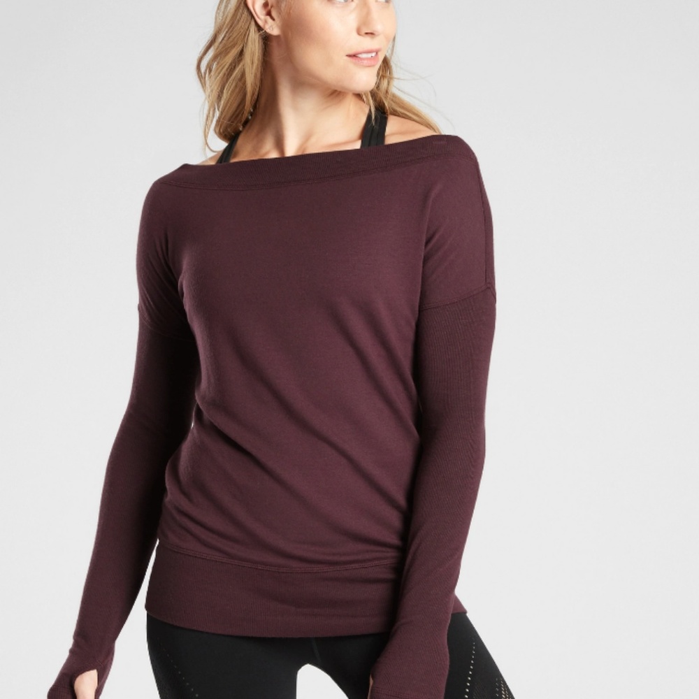 Athleta Studio Barre Sweatshirt Eggplant Small